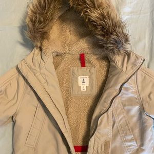 Cozy lined parka coat with removable fur trim